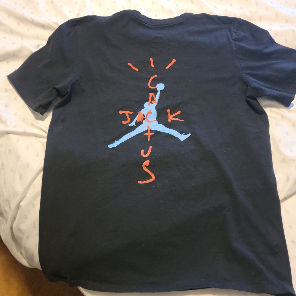 Jordan Black Tee with Blue Cactus Jack Design - Picture 4 of 9